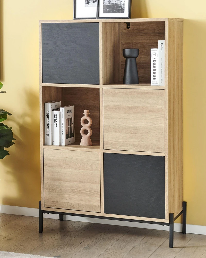 Beliani Knygų lentyna MOINES 135 cm ruda/juoda