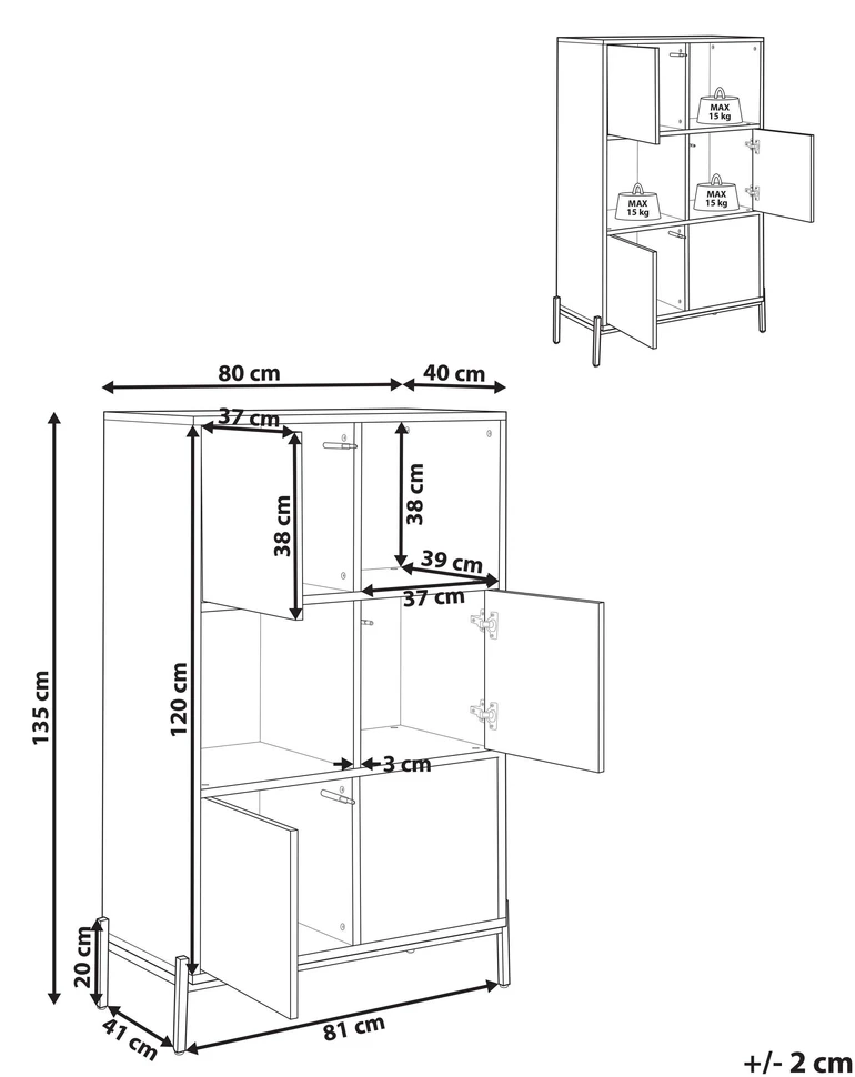 Beliani Knygų lentyna MOINES 135 cm ruda/juoda