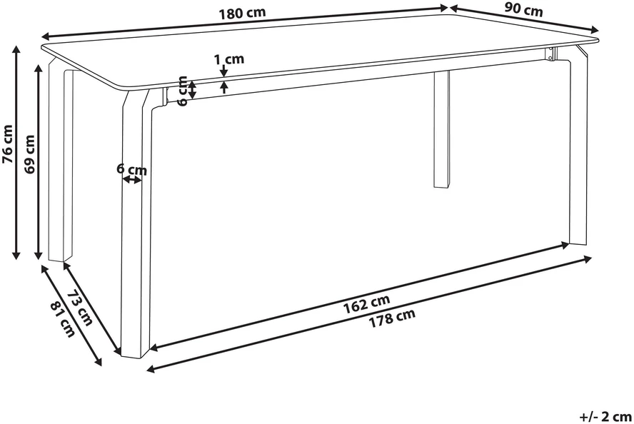 Beliani Konferencinis stalas FELETTO 90 cm 180 cm akmens imitacijos travertino efektas