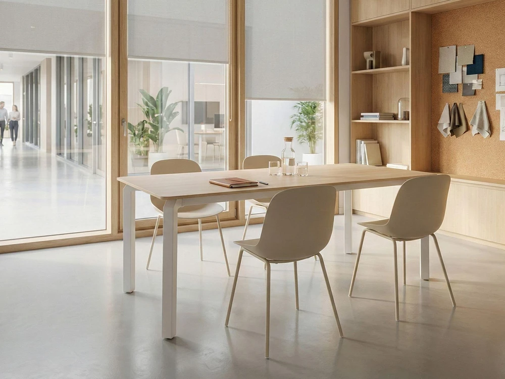 Beliani Konferencinis stalas FELETTO 90 cm 180 cm akmens imitacijos travertino efektas