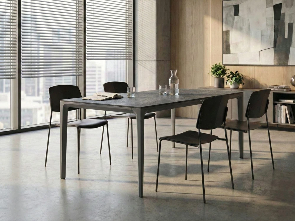 Beliani Konferencinis stalas SOVARETO 90 cm 180 cm tamsiai pilkas