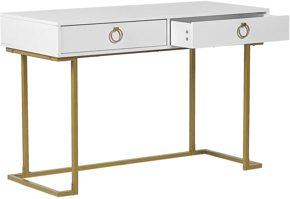 Beliani Konsolė WESTPORT balta/auksinė 115 cm 50 cm su stalčiais