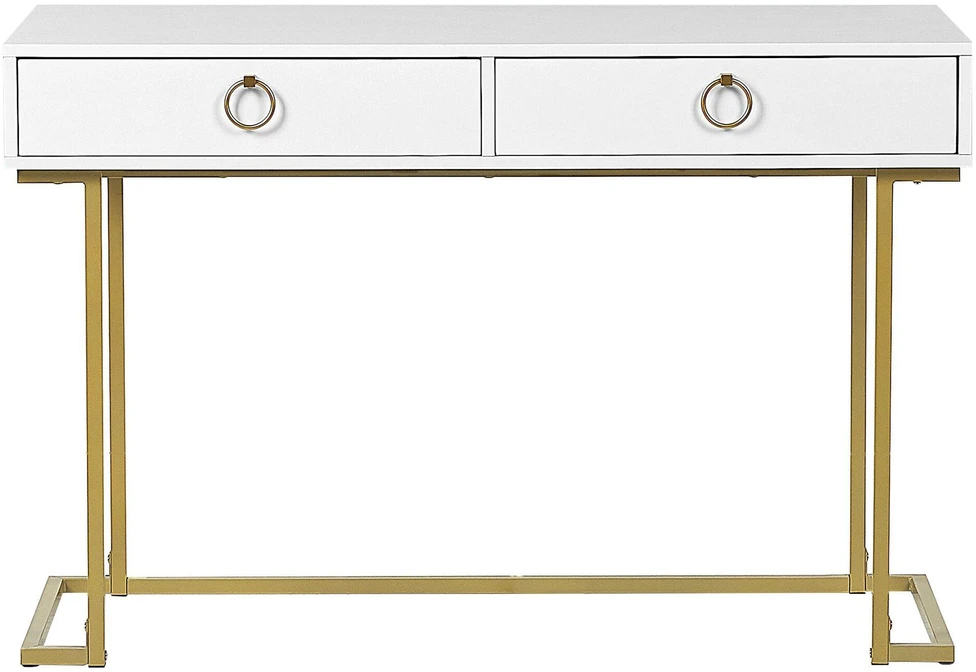 Beliani Konsolė WESTPORT balta/auksinė 115 cm 50 cm su stalčiais