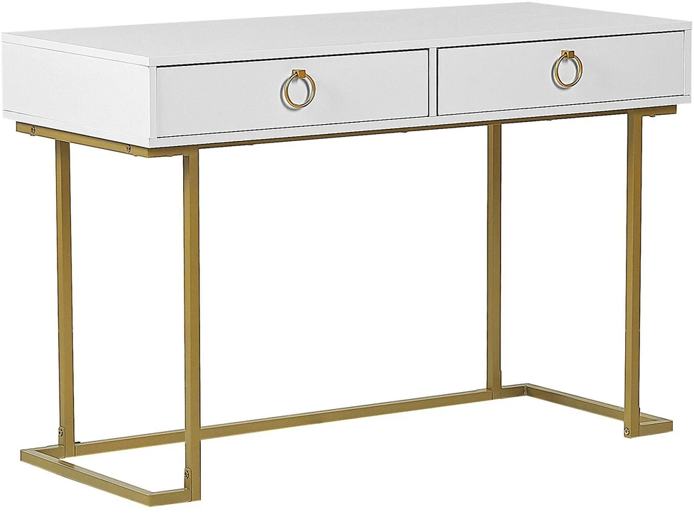 Beliani Konsolė WESTPORT balta/auksinė 115 cm 50 cm su stalčiais