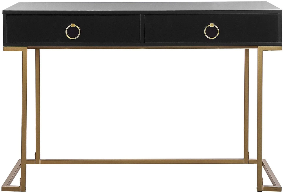 Beliani Konsolė WESTPORT juoda/auksinė 115 cm 50 cm su stalčiais