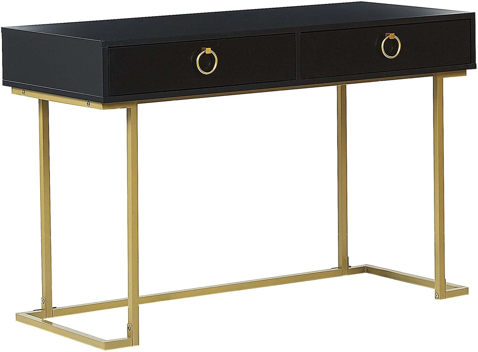 Beliani Konsolė WESTPORT juoda/auksinė 115 cm 50 cm su stalčiais