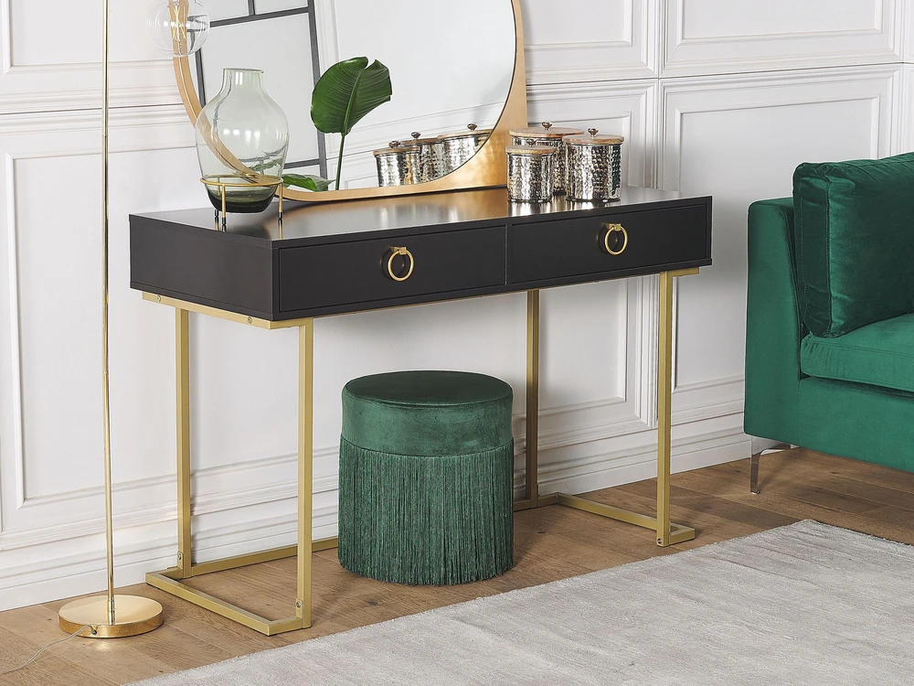 Beliani Konsolė WESTPORT juoda/auksinė 115 cm 50 cm su stalčiais