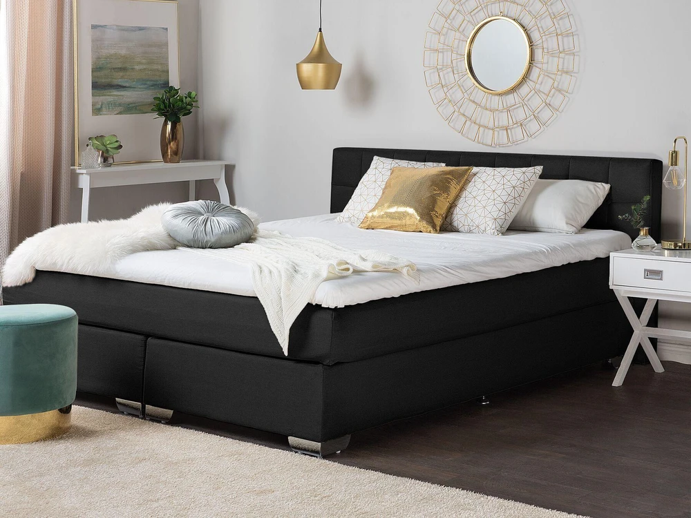 Beliani Kontinentinė lova ADMIRAL 140 x 200 cm, juoda