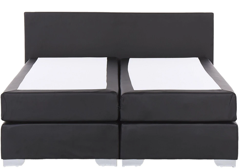Beliani Kontinentinė lova iš dirbtinės odos PRESIDENT 180 x 200 cm juoda