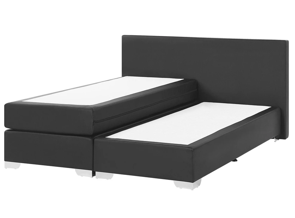 Beliani Kontinentinė lova iš dirbtinės odos PRESIDENT 160 x 200 cm juoda