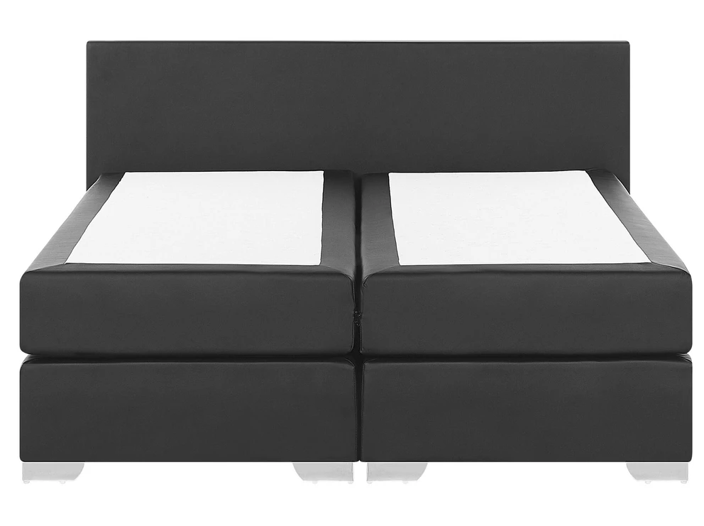 Beliani Kontinentinė lova iš dirbtinės odos PRESIDENT 160 x 200 cm juoda