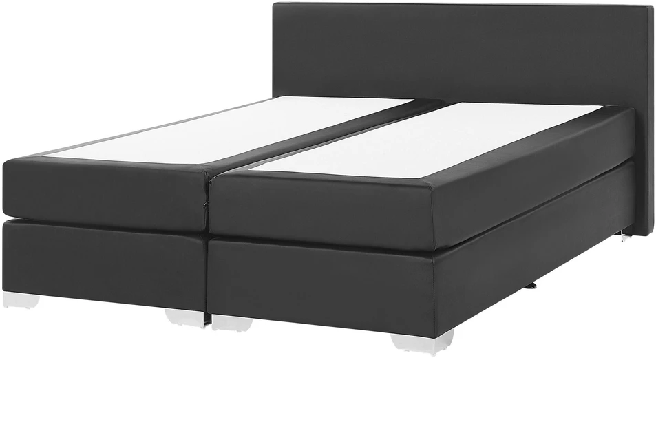 Beliani Kontinentinė lova iš dirbtinės odos PRESIDENT 160 x 200 cm juoda