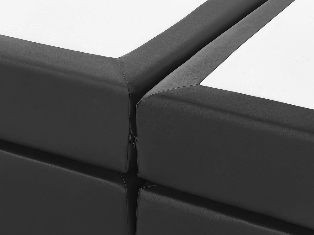 Beliani Kontinentinė lova iš dirbtinės odos PRESIDENT 160 x 200 cm juoda