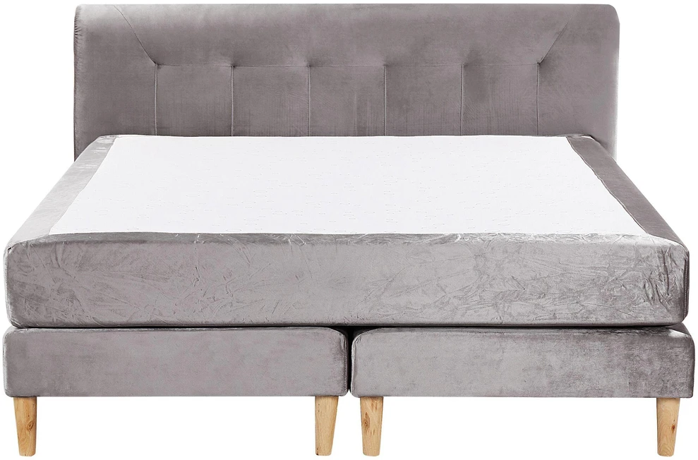 Beliani Kontinentinė lova MARQUISE iš veliūro 160 x 200 cm, pilka