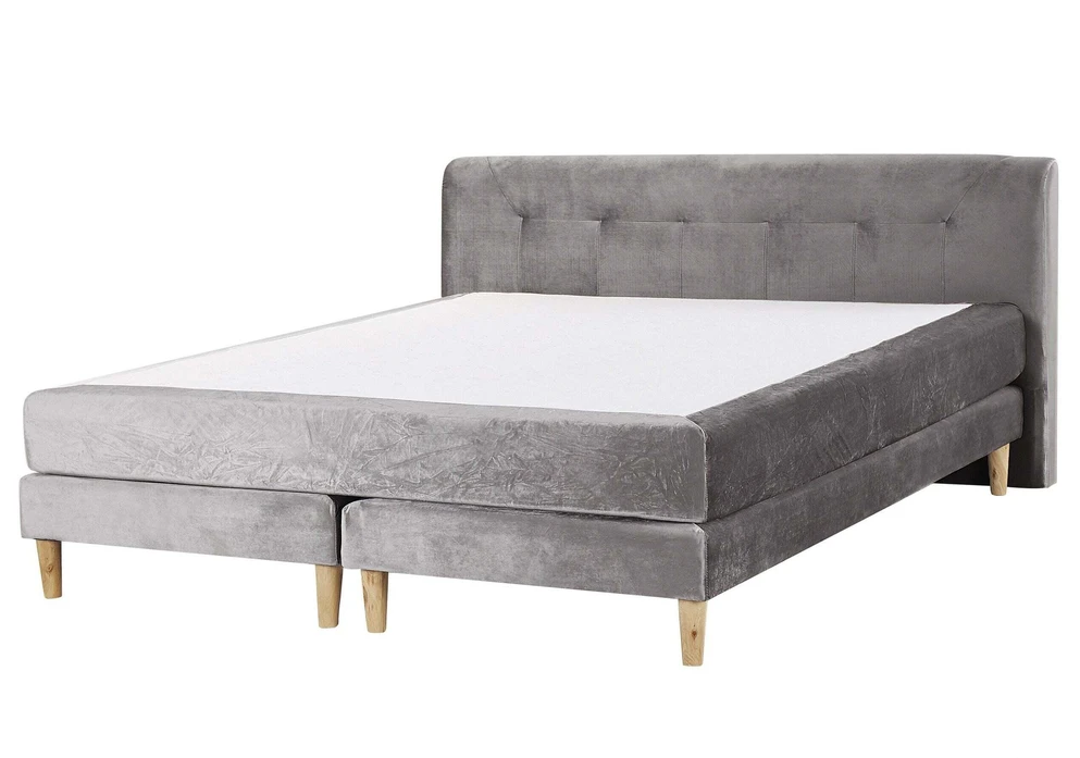 Beliani Kontinentinė lova MARQUISE iš veliūro 160 x 200 cm, pilka