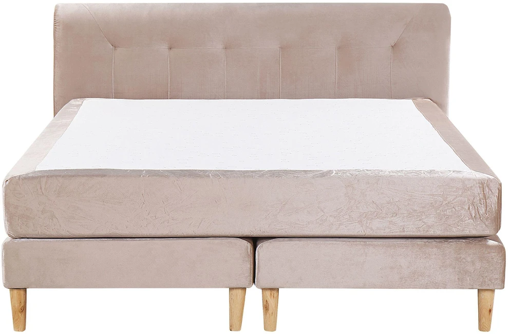 Beliani Kontinentinė lova Welur MARQUISE 160 x 200 cm smėlio spalvos