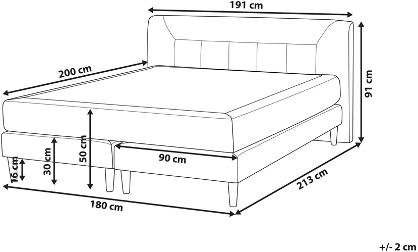 Beliani Kontinentinė lova Welur MARQUISE 180 x 200 cm smėlio spalvos