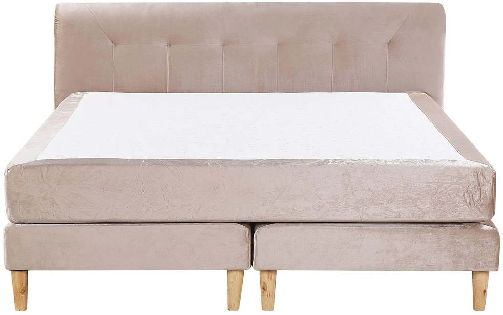 Beliani Kontinentinė lova Welur MARQUISE 180 x 200 cm smėlio spalvos