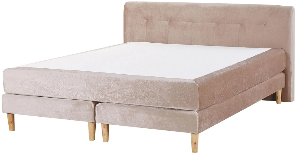 Beliani Kontinentinė lova Welur MARQUISE 180 x 200 cm smėlio spalvos