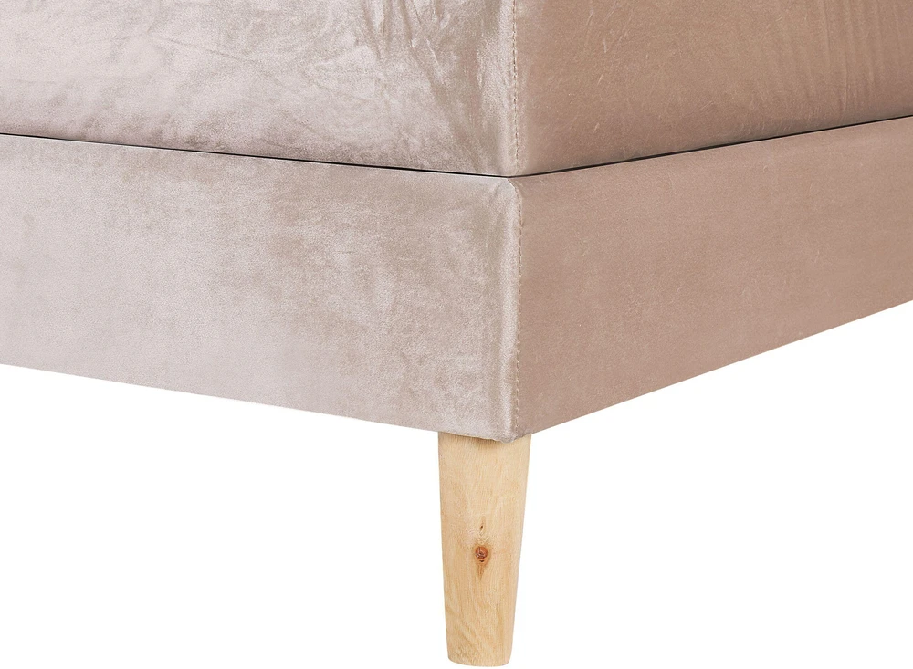 Beliani Kontinentinė lova Welur MARQUISE 180 x 200 cm smėlio spalvos