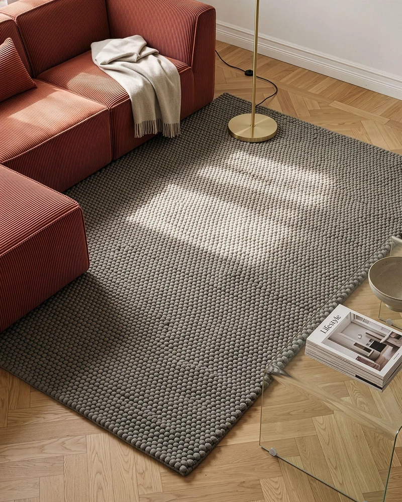 Beliani KORDEA pilkas vilnonis kilimas, 160 × 230 cm