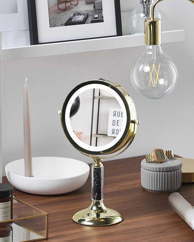 Beliani Kosmetinis LED veidrodis BAIXAS auksinis