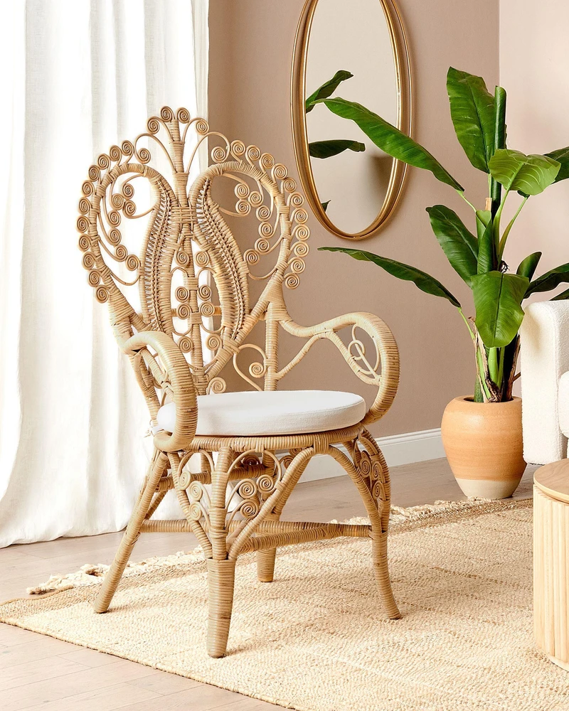 Beliani KRĖSLAS POVS CARRARA Rattan Natūralus