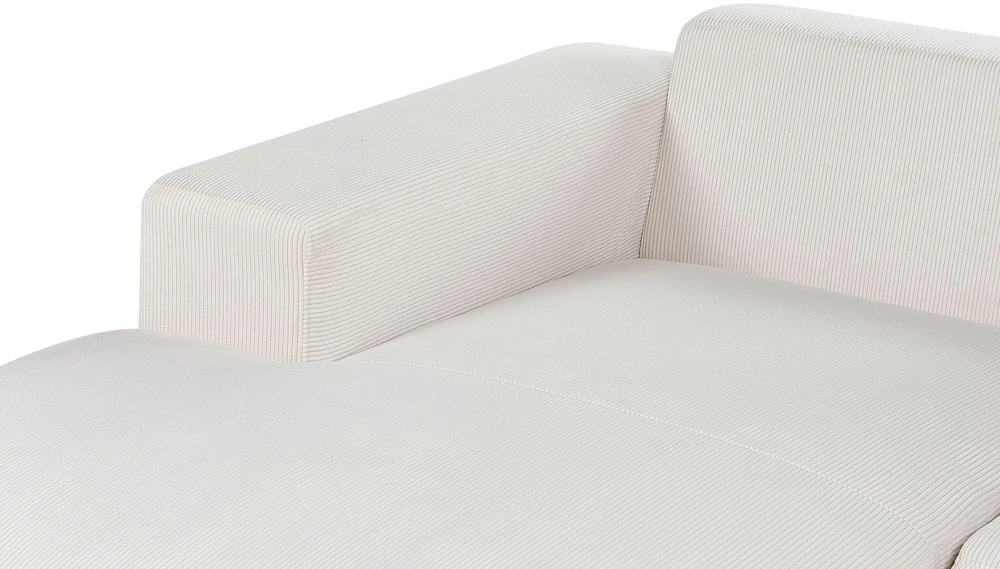 Beliani L formos kampinė sofa LUNGO Velvetinis audinys Kreminė spalva Dešininė
