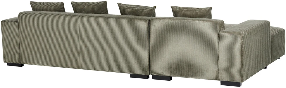 Beliani L formos kampinė sofa LUNGO, velvetinis, žalia, dešininė