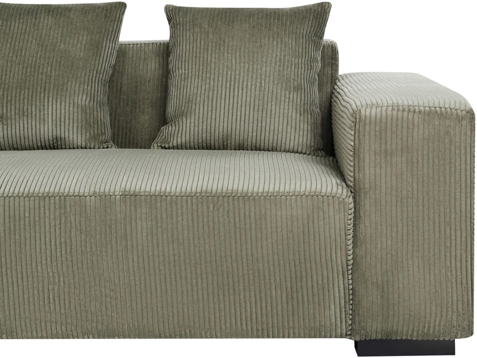 Beliani L formos kampinė sofa LUNGO, velvetinis, žalia, dešininė