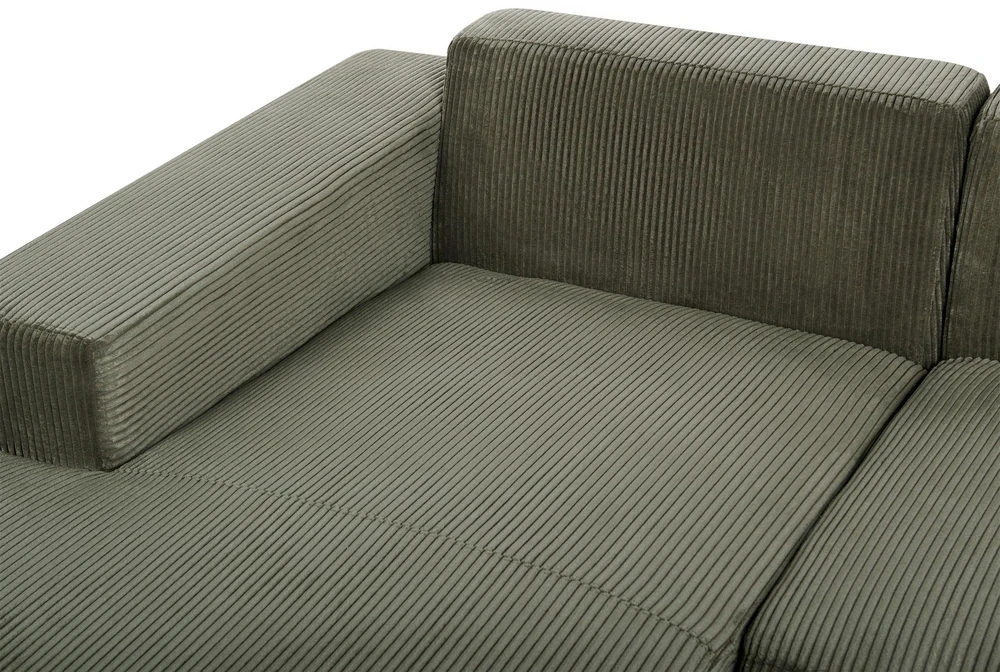 Beliani L formos kampinė sofa LUNGO, velvetinis, žalia, dešininė