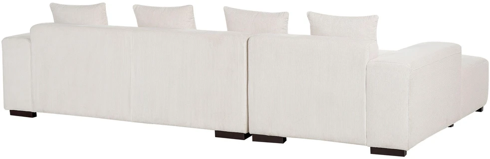 Beliani L formos kampinė sofa LUNGO Velvetinis audinys Kreminė spalva Dešininė