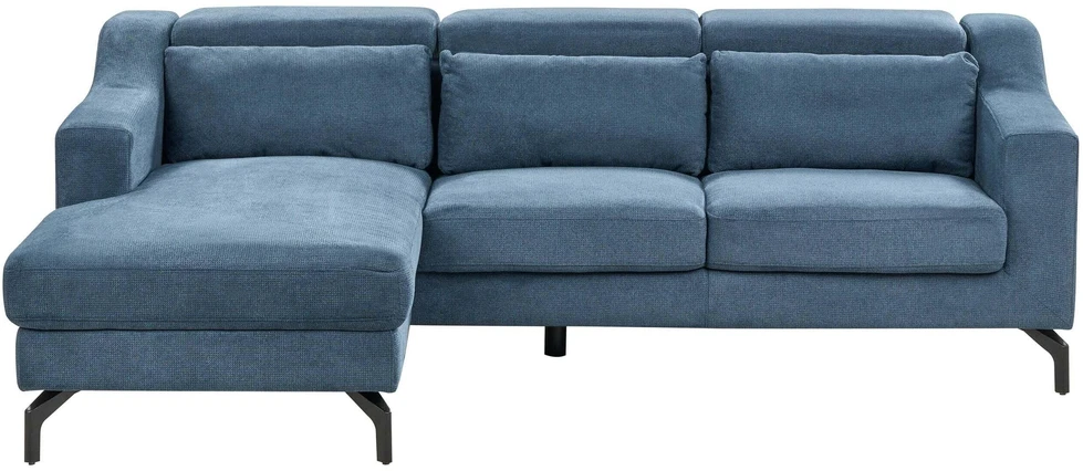 Beliani L formos sofa GLOSLI 4 asmenims, mėlynas šenilinis audinys, dešininė
