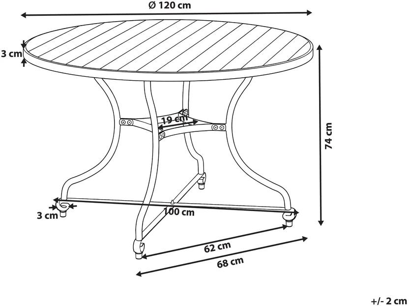 Beliani Lauko stalas LASCARI 120 cm, akacijos mediena, šviesiai rudas