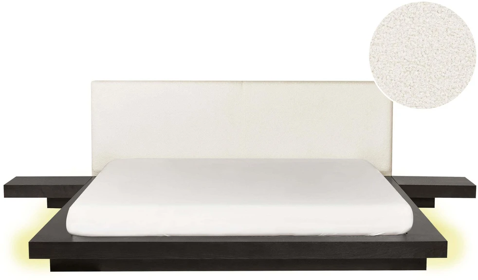 Beliani LED dvigulė lova Boucle ZEN 180 x 200 cm, tamsaus uosio spalvos