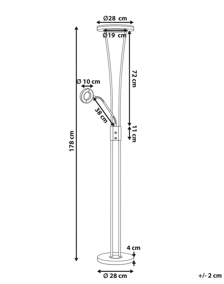Beliani LED grindinis šviestuvas KENNET su reguliatoriumi, metalinis, pilkas