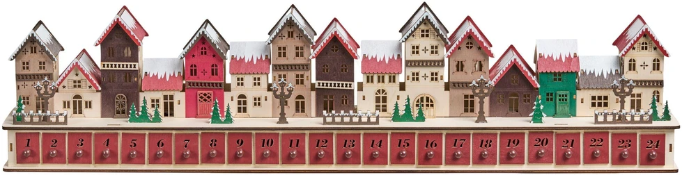 Beliani LED kalėdinė dekoracija ASPERN, 18 cm, raudonas advento kalendorius