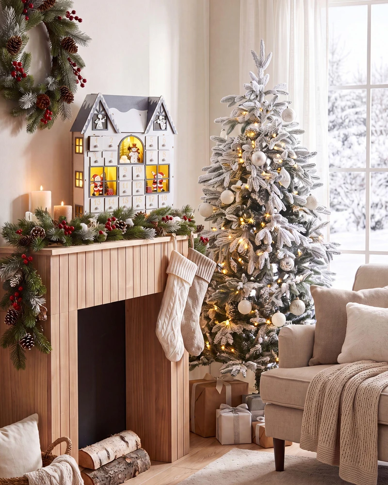 Beliani LED kalėdinė dekoracija FEMUND Advento kalendorius 40 cm Baltas