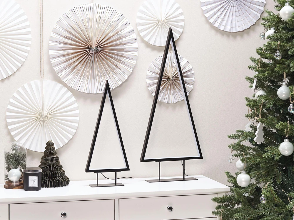Beliani LED kalėdinė dekoracija LOPPI Eglutė 47/69 cm Juoda