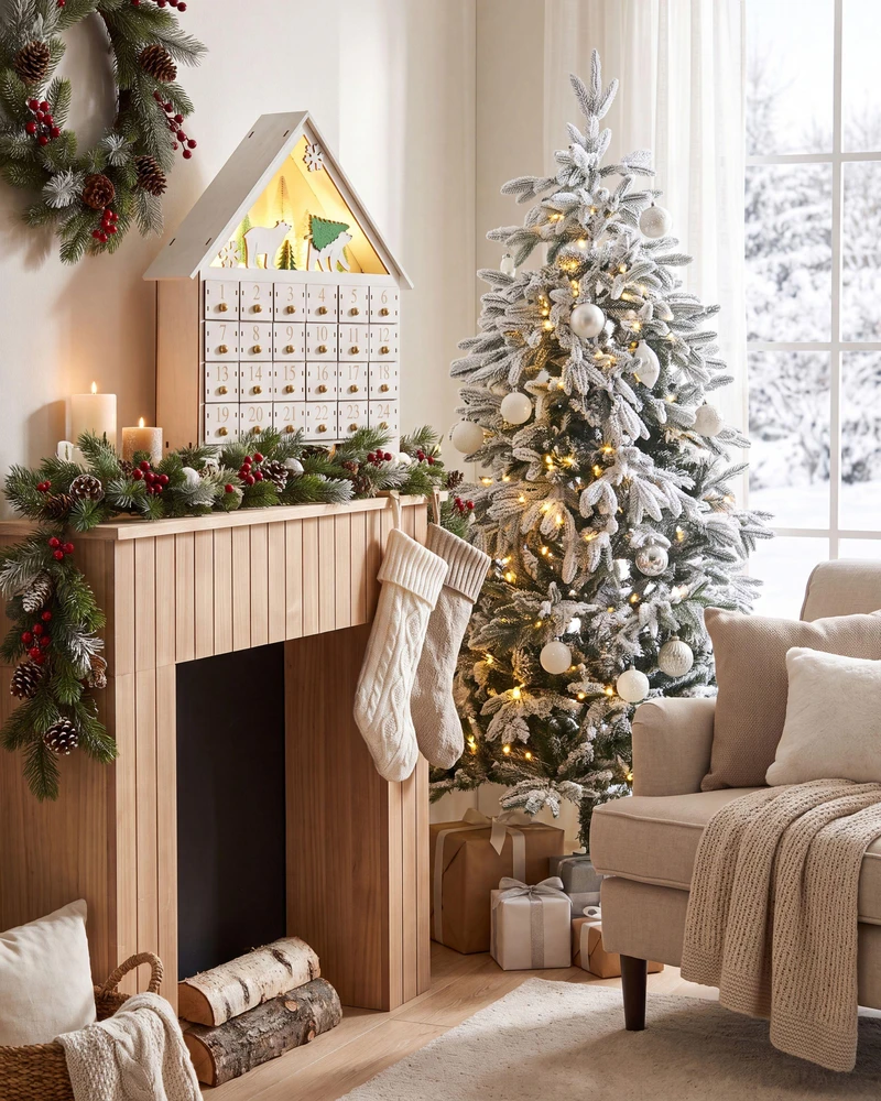 Beliani LED kalėdinė dekoracija MJOSA advento kalendorius 33 cm baltos spalvos