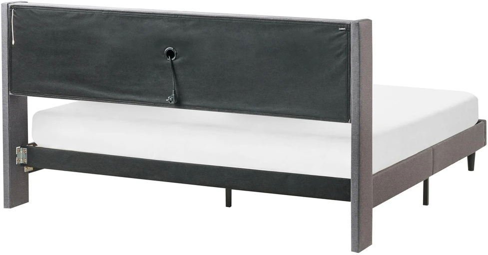 Beliani LED lova BEAULIEU tamsiai pilka 180 x 200 cm su USB prievadu ir daiktadėže