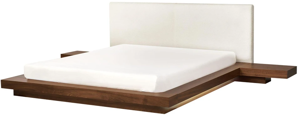 Beliani LED lova Boucle ZEN 160 x 200 cm LED ruda uosio spalva