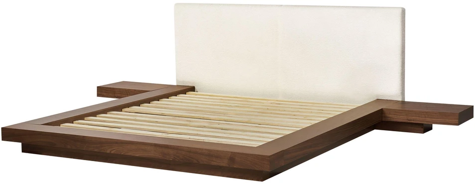 Beliani LED lova Boucle ZEN 160 x 200 cm LED ruda uosio spalva