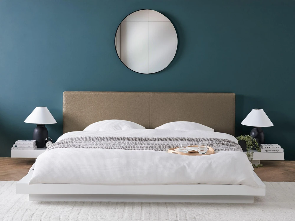 Beliani LED lova Boucle ZEN 180 x 200 cm balta