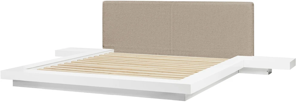 Beliani LED lova Boucle ZEN 180 x 200 cm balta