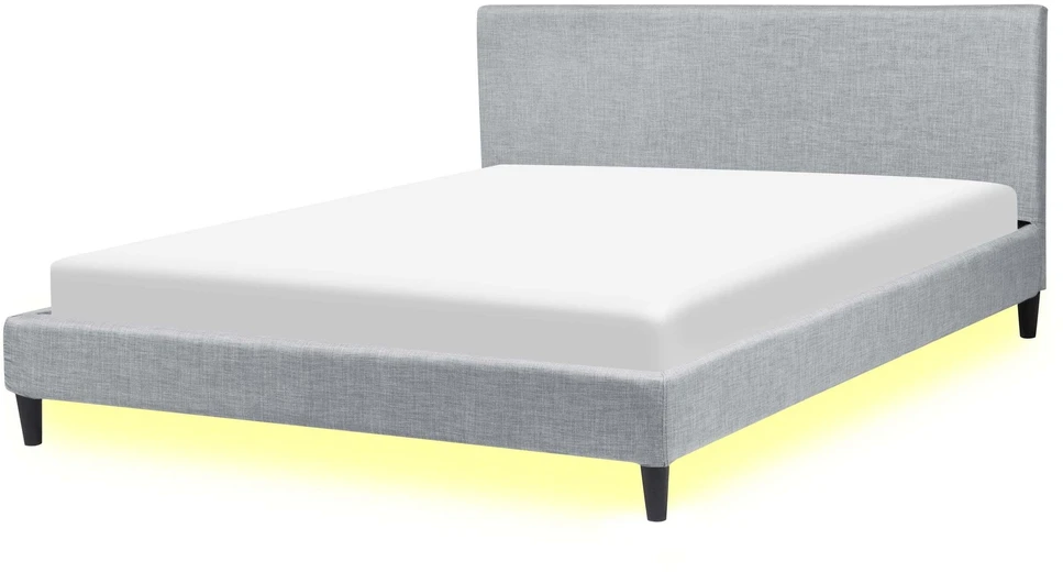 Beliani LED lova FITOU 160 x 200 cm šviesiai pilka