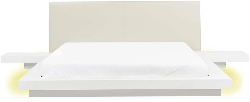 Beliani LED lova iš dirbtinės odos ZEN 160 x 200 cm balta