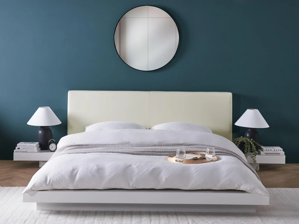 Beliani LED lova iš dirbtinės odos ZEN 160 x 200 cm balta