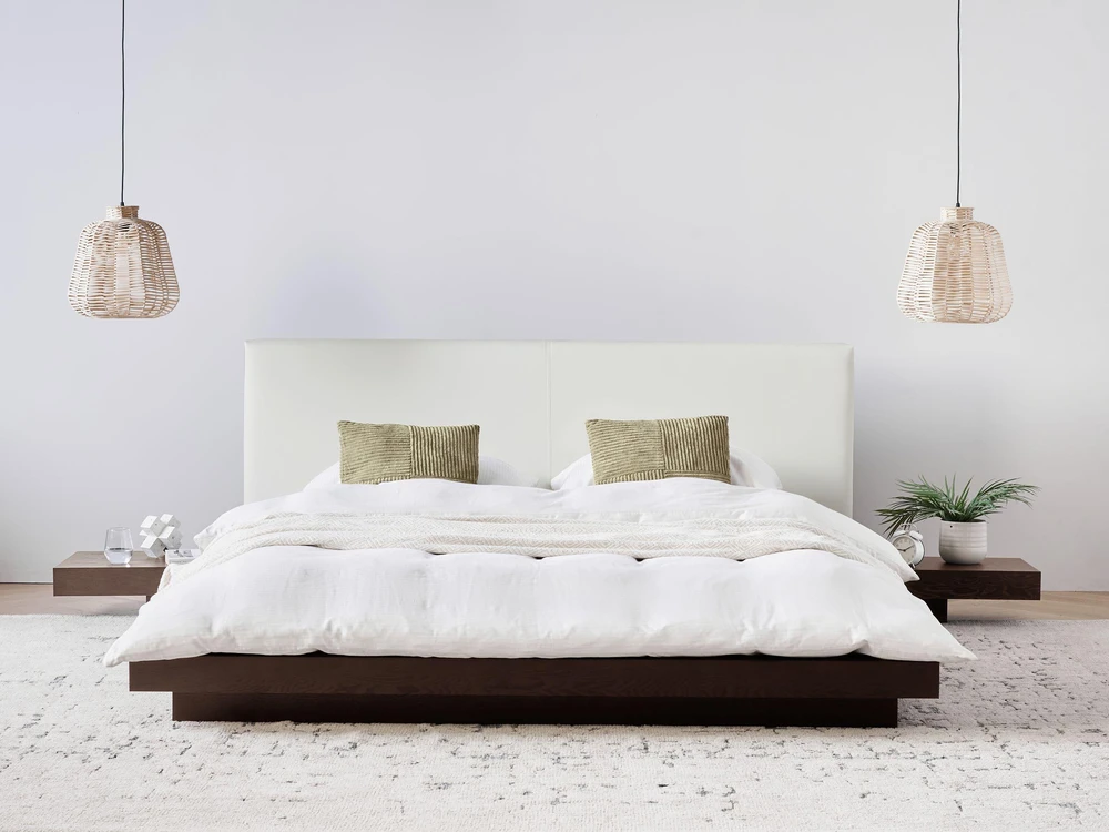 Beliani LED lova iš dirbtinės odos ZEN 160 x 200 cm tamsus uosis
