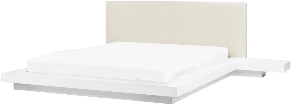 Beliani LED lova iš dirbtinės odos ZEN 160 x 200 cm balta